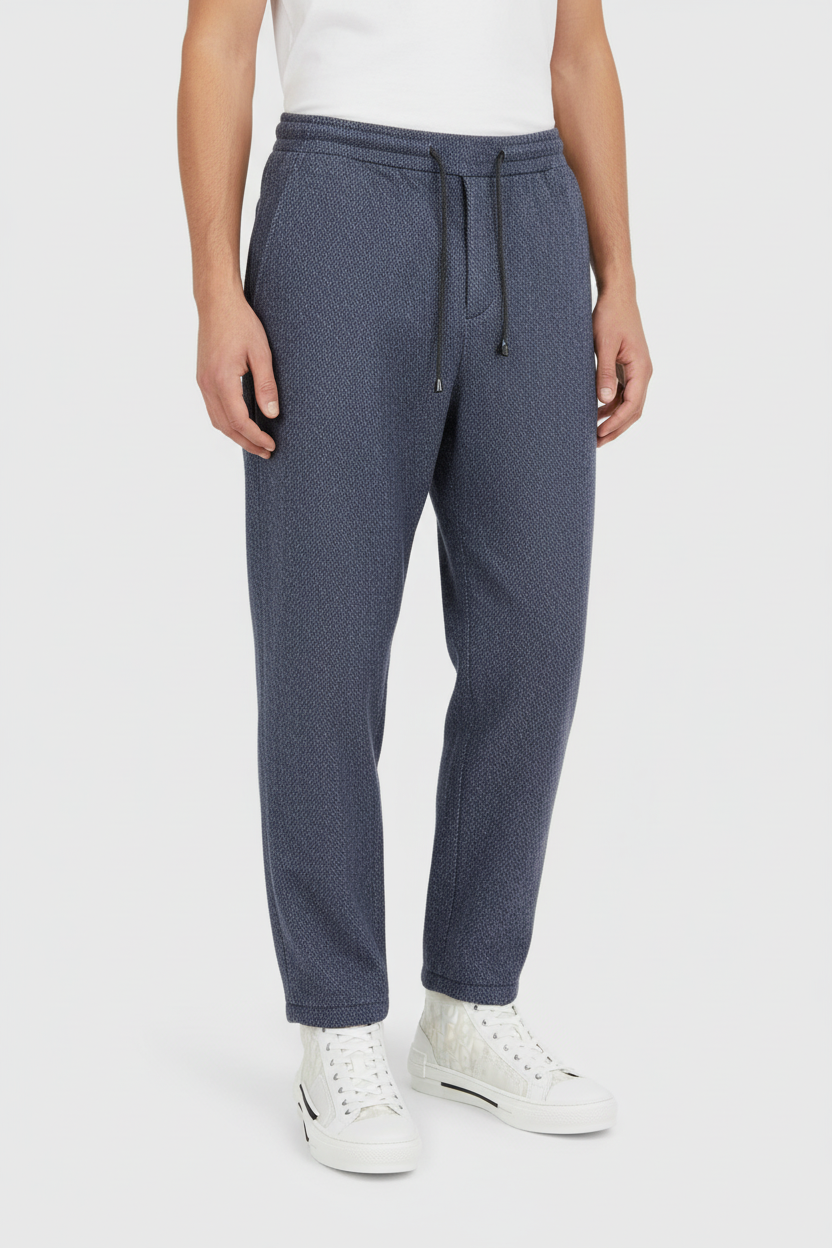 Blue Luxury Wool Relax Track Trouser with Dior trainers